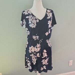 Maurices Floral Midi Dress Women's Large Navy With White And Pink